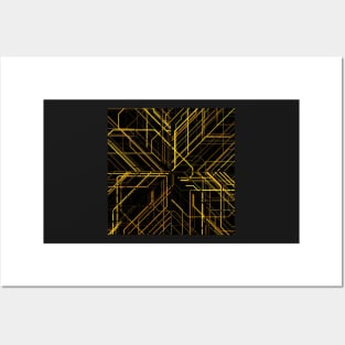 Random Line Patterns in Yellow and Black Posters and Art